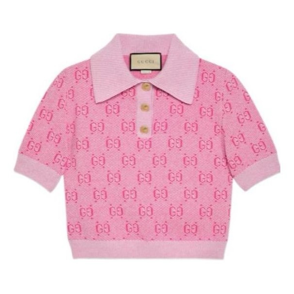Gucci Polo Shirt in Pink with Logo Pattern